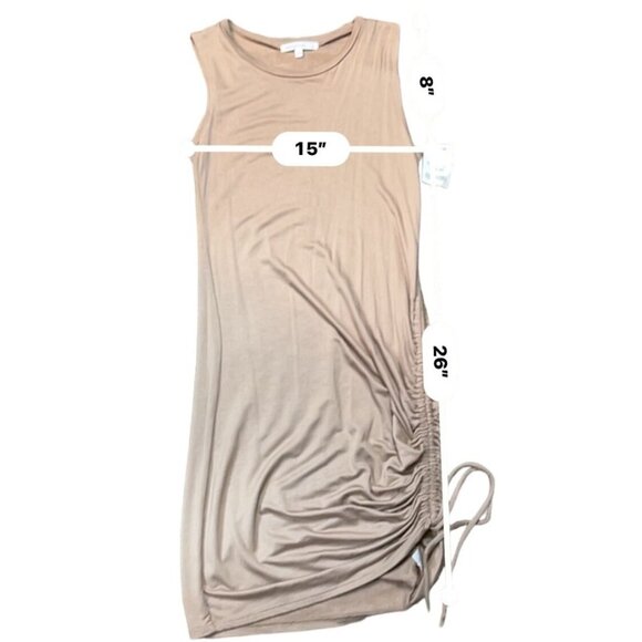 (5 for $25) Antistar Ruched Side Sleeveless Dress in Khaki -NWT - Picture 6 of 7